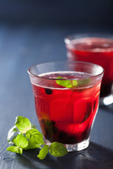 refreshing blueberry drink with lime and mint
