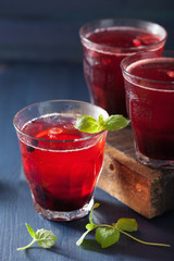 refreshing blueberry drink with lime and mint