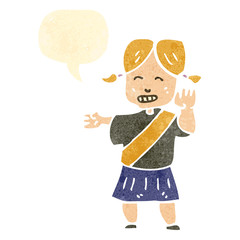 retro cartoon happy girl