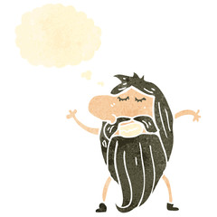 retro cartoon naked bearded man