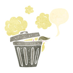 retro cartoon little mouse on garbage can