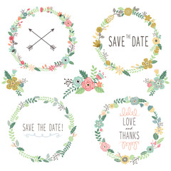 Vintage Flowers Wreath  Elements