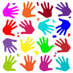 Vector Set of colored human footprints tracks of hands