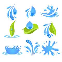 Fototapeta na wymiar Set of icons for water and nature