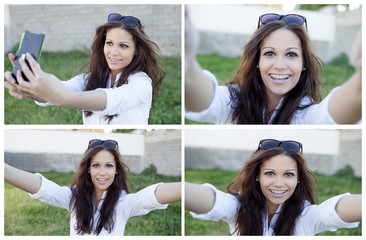 Four photos of pretty brunette by becoming a photo with mobile