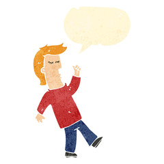 retro cartoon man with speech bubble