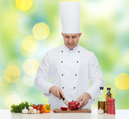 happy male chef cook cooking food
