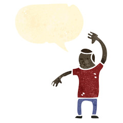 retro cartoon man doing karate chop