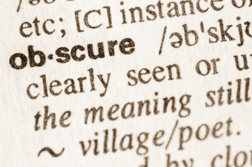 Dictionary definition of word obscure