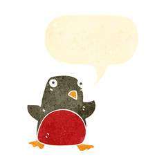 retro christmas robin cartoon character
