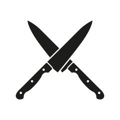 The crossed knives icon. Knife and chef, kitchen symbol. Flat