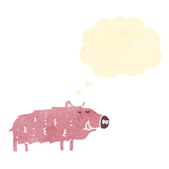 retro cartoon wild pig