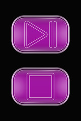 Modern Glass Buttons Play Pause Stop