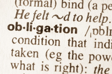Dictionary definition of word obligation
