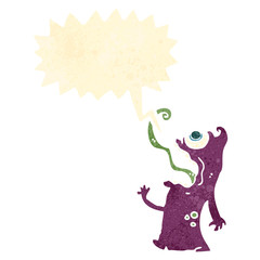 retro cartoon roaring monster