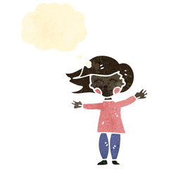retro cartoon woman with thought bubble