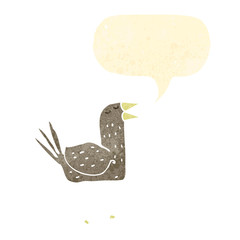 retro cartoon bird with speech bubble