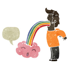 retro cartoon man hallucinating