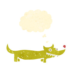 retro cartoon dog with thought bubble