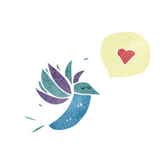 retro cartoon hummingbird