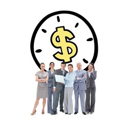 Composite image of business team looking at camera