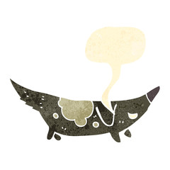 retro cartoon little dog with speech bubble