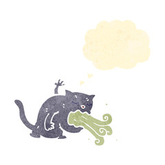 retro cartoon cat being sick