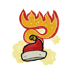 burning santa hat cartoon