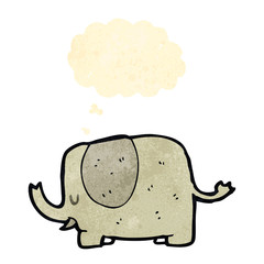 retro cartoon cute elephant with thought bubble