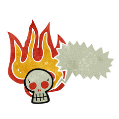 retro cartoon spooky skull with speech bubble