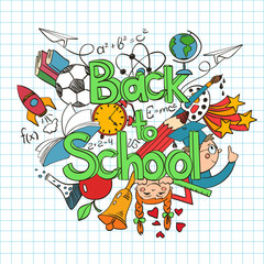 Colorful sketch Back to School Background.