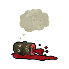retro cartoon severed head with thought bubble