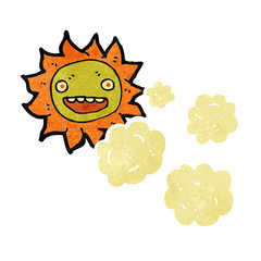 retro cartoon sun