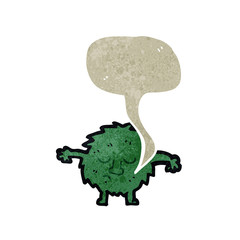 retro cartoon little imp with speech bubble
