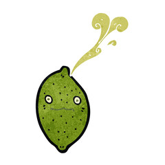 retro cartoon lime squirting juice