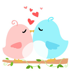 love bird on branch white background vector