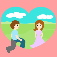 man walk through loveland find woman vector