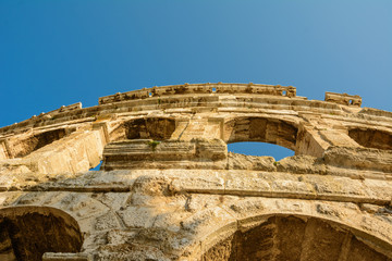 Naklejka premium Arenamauer in Pula arena in pula croatia which is similar to the colosseum in rome