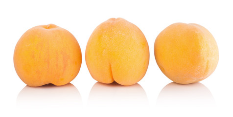 Ripe peach fruit isolated on white background