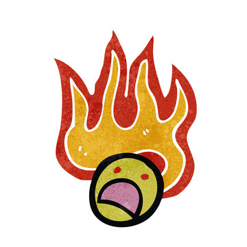 flaming face symbol retro cartoon