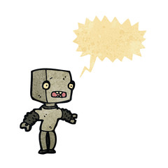 retro cartoon little robot with speech bubble
