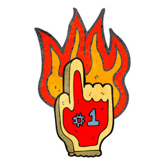 retro cartoon flaming foam sports hand © lineartestpilot