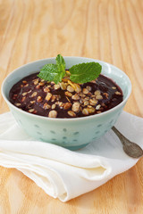 Brazilian dessert Acai pulp with muesli