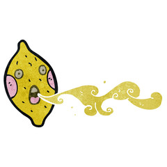 retro cartoon squirting lemon