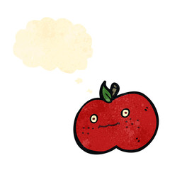retro cartoon apple with thought bubble