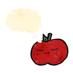 retro cartoon apple with thought bubble