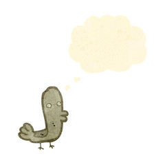 retro cartoon bird with thought bubble