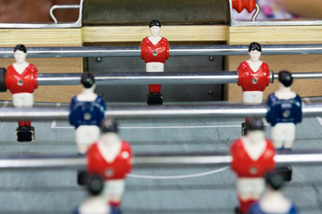Detail of a table soccer game