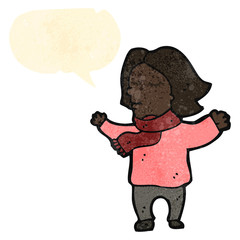 retro cartoon woman with speech bubble