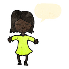 retro cartoon woman with speech bubble